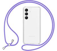 NALIA Housse transparente avec chaîne pour Samsung Galaxy S24 Housse transparente pour téléphone portable avec cordon à porter autour du cou Violet