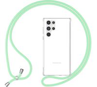 NALIA Housse transparente avec chaîne pour Samsung Galaxy S24 Ultra Housse transparente pour téléphone portable avec lanière à porter autour du cou menthe-verte