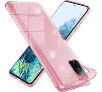 NALIA Housse transparente pailletée pour Samsung Galaxy S20 FE, housse pailletée Bling Cover rose