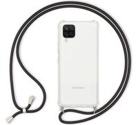 NALIA Housse transparente pour téléphone portable avec chaîne pour Samsung Galaxy A12, Band Case cordon Cover noir