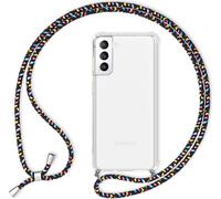 NALIA Housse transparente pour téléphone portable avec chaîne pour Samsung Galaxy S21, Band Case Cordon Cover Noir Multicolore
