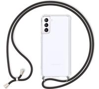 NALIA Housse transparente pour téléphone portable avec chaîne pour Samsung Galaxy S21 Plus, Band Case Cover Noir