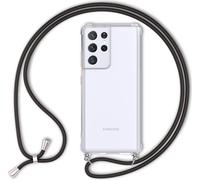 NALIA Housse transparente pour téléphone portable avec chaîne pour Samsung Galaxy S21 Ultra, Band Case Cover Noir