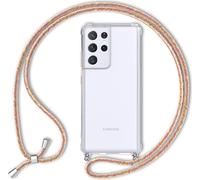 NALIA Housse transparente pour téléphone portable avec chaîne pour Samsung Galaxy S21 Ultra, Band Case Cover Arc-en-ciel