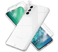 NALIA Kit [5-en-1] Compatible avec Samsung Galaxy S23 Coque, [1x Étui Cristal Clair & 2X Protection d'Écran & 2X Protecteur Caméra] Transparent Anti-Jaune Anti-Rayures, Arrière Dure & Cadre Silicone