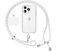 NALIA Lanière Universelle Coloré pour Telephone Portable, Cordon Tour De Cou pour Smartphone, Porte Clef Chaine réglable avec Crochet Métallique e Carte, Sangle pour Épaule, Couleur:Blanc Argent