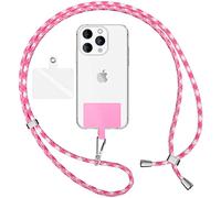 NALIA Lanière Universelle Coloré pour Telephone Portable, Cordon Tour De Cou pour Smartphone, Porte Clef Chaine réglable avec Crochet Métallique e Carte, Sangle pour Épaule, Couleur:Rose Blanc