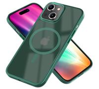 NALIA MagPower Étui Givré Hybride Compatible avec iPhone 15 Coque [Compatible avec MagSafe], Translucide Mat Anti-Jaune, Dos Dur Résistant aux Rayures & Cadre Renforcé Anti-Chute, Couleur:Vert