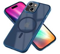 NALIA MagPower Étui Givré Hybride Compatible avec iPhone 15 Coque [Compatible avec MagSafe], Translucide Mat Anti-Jaune, Dos Dur Résistant aux Rayures & Cadre Renforcé Anti-Chute, Couleur:Bleu foncé