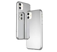 NALIA Miroir Hardcase Compatible avec iPhone 11, Mince Coque Rigide en 9H Verre Trempé & Silicone Bumper, Anti-Choc Cover Housse Protection Case Telephone Portable Etui, Couleur:Argent