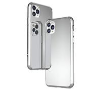 NALIA Miroir Hardcase Compatible avec iPhone 11 Pro, Mince Coque Rigide en 9H Verre Trempé & Silicone Bumper, Anti-Choc Cover Housse Protection Case Telephone Portable Etui, Couleur:Argent