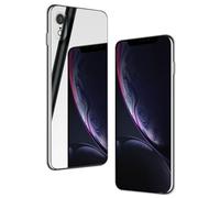 NALIA Miroir Hardcase Compatible avec iPhone XR, Mince Coque Rigide en 9H Verre Trempé & Silicone Bumper, Anti-Choc Cover Housse Protection Case Telephone Portable Etui, Couleur:Argent