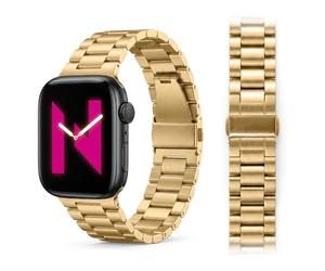 NALIA Mova Bracelet Acier Inoxydable Compatible avec Apple Watch iWatch Series SE/10/9/8/7/6/5/4/3/2/1, 38/40/41/42mm, Bracelet Métallique Fermoir Déployant, Couleur:Or du Roi
