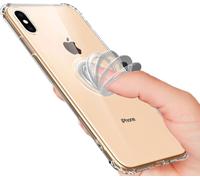 NALIA Pop-Up Ring Cover pour iPhone X/XS, 360° Handy Protection Case Cover Etui TPU Transparent