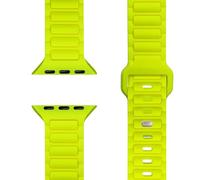 NALIA Pulse Bracelet en Silicone Compatible avec Apple Watch Bracelet iWatch Series Ultra/SE 10 9 8 7 6 5 4 3 2 1, 42/44/45/46/49mm, Texture 3D avec Boucle à Broche, Couleur:Jaune Néon
