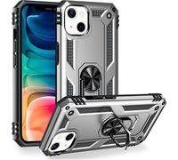 NALIA Ring Cover pour iPhone 13, Hard Case avec silicone Bumper Cover Étui pour téléphone portable Argent