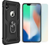 NALIA Ring Étui pour téléphone portable pour iPhone XS Max, étui de protection d'écran en verre noir