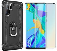 NALIA Ring Handy Cover pour Huawei P30 Pro, Case Cover Etui écran protection verre noir