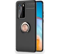 NALIA Ring Handy Cover pour Huawei P40 Pro, étui silicone 360 degrés support rose or