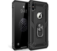 NALIA Ring Handy Cover pour iPhone X XS, 360 degrés de protection Case Cover Etui Noir