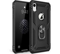 NALIA Ring Handy Cover pour iPhone XR, 360 degrés de protection Case Cover Case Bumper Noir