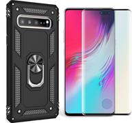 NALIA Ring Housse de portable pour Samsung Galaxy S10 5G, Case Cover Display Protection Glass Black