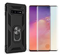 NALIA Ring Housse de portable pour Samsung Galaxy S10, Case Cover Display Protection Glass Black