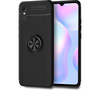 NALIA Ring Housse de téléphone portable pour Xiaomi Redmi 9A, protection Phone Case Etui Bumper Noir