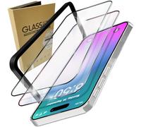 NALIA Set [3-in-1] 2x Protection D'Ecran & 1x Cadre de Montage compatibile avec iPhone 16 Pro Vitre, Transparent Film de Verre Trempé Résistant 9H Tempered Glass, Application Facile Sans Bulles