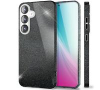 NALIA ShinePop Compatible avec Samsung Galaxy S25 Plus Coque, Étui Diamant Pailleté Éblouissant, Couverture en Silicone Brillant et Robuste, Housse Scintillante Étincelante, Couleur:Noir Scintillant