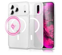 NALIA Thinix Glow Compatible avec Apple iPhone 17 Pro Max Coque [Compatible avec MagSafe] (Ultra Fine avec Anneau Lumineux), Étui Rigide 0,3mm, Bague Magnétique Lueur, Couleur:Blanc Néon Transparent