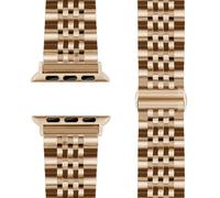 NALIA Trivo Bracelet Acier Inoxydable Compatible avec Apple Watch Ultra/SE Series 10 9 8 7 6 5 4 3 2 1, 42/44/45/46/49mm, Bracelet Métallique avec Fermoir Papillon, Antirouille, Couleur:Champagne Or