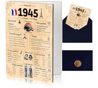 NALKEEZ® Carte Anniversaire 80 Ans, Idée Cadeau Homme, Femme, Couple, Original. Cadeau Humour Fête D’anniversaire. Enveloppe Et Sceau De Cire Inclus.Retour En 1945.
