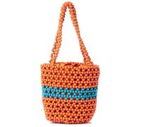 NALLY Seau en Perles, Sac à bandoulière pour Femme, Orange Multicolore, Einheitsgröße