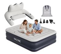 NALONE Matelas Gonflable 2 Personnes Electrique 203x152x45cm, Lit Gonflable Autogonflant avec Pompe Électrique Intégrée avec Dossier Amovible pour Camping et Maison