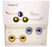 NALONE Yany Sphères de Kegel - Boules de Geisha pour le Renforcement des Muscles Pelviens & la Stimulation Vaginale, Sextoy Hypoallergénique en Aluminium, 2 Jeux de 2 Balles Interchangeables, Blanc Or & Bleu