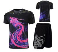 NALsa Kit de Maillots de Tennis de Table Dragon Chinois Hommes Femmes Enfants Chine Costumes de Ping-Pong Ensembles de Tennis de Table vêtements de Chemise de Sport