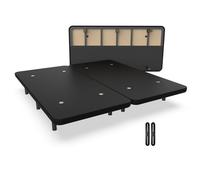 Nalui - Base tapissée 200 x 200 cm renforcée avec 12 Pieds de Hauteur 25 cm et 5 Barres transversales, revêtement 3D et 8 soupapes d'aération. Fabriqué en Espagne | Noir (2 Bases de 100 cm avec