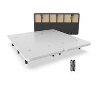 Nalui - Base tapissée 200 x 200 cm renforcée avec 12 Pieds Hauteur 25 cm et 5 Barres transversales, revêtement 3D et 8 soupapes d'aération. Fabriqué en Espagne | Blanc (2 Bases de 100 cm avec plaques