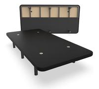 NALUI - Base tapissée 80 x 200 cm en Acier avec 6 Pieds de Hauteur 25 cm, Grande stabilité avec 5 Barres transversales, Tissu 3D Respirant et 4 valves d'aération | Fabriqué en Espagne | Noir