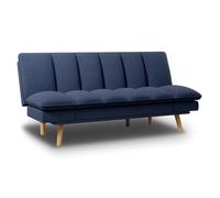 Nalui - Canapé Convertible 3 Places 200x108x97cm Cloud Lines Clic Clac en Tissu avec Pieds en Bois | Inclinaison Arrière et Latérales Réglables | Bleu Marine