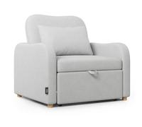 Nalui Canapé lit 1 Place 3 en 1 Buddy 92 x 97 x 90 cm, 100% Lin Bois de peuplier et Cadre métallique Fer, Gris Clair, Mediano