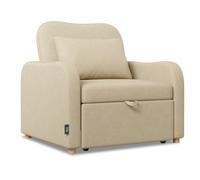 Nalui Canapé lit 1 Place 3 en 1 Buddy avec Dossier réglable 2 Positions et Oreiller, supporte jusqu'à 200 kg, Fauteuil de Relaxation inclinable avec accoudoirs, Beige