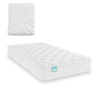 Nalui-Matela Bébé 60x120cm Baby One avec HR Balanced Core, Rembourrage Doux, Respirant et Extensible. Hypoallergénique | Certifié Oeko-Tex® | Hauteur ±12cm | Fabriqué en Espagne + Protecteur Tencel