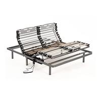 NALUI Sommier pour lit 140 x 200 cm avec Pieds ProCare, 11 Lattes en Bois de hêtre de 10 cm et Structure en Acier. Sommier électrique articulé sur 5 Plans avec Commande et curseurs pour réguler la
