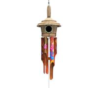 Nalulu Flory Carillon éolien en Bambou - Carillon à Vent d'extérieur en Bois avec nichoir à Oiseaux, fabriqué à la Main avec des Tons Profonds apaisants, décoration d'intérieur idéale ou Cadeau pour