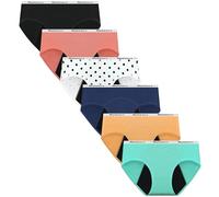 Nalwort Lot de 6 culottes de protection étanches en coton pour adolescentes, Multicolore-7, 8-10 ans