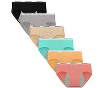 Nalwort Lot de 6 Culottes pour la Menstruation, à l'épreuve des fuites, en Coton Biologique, 6 Couleurs, XL, 6 Couleurs, XL