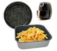 NAMAI - Ensemble plaque de cuisson pour friteuse à air 20 x 20 cm + moule à gâteau 18 cm, aluminium, revêtement antiadhésif, passe au lave-vaisselle, aspect pierre, fabriqué en Italie (20 x 20 + moule