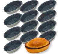 NAMAI Lot de 12 moules pour pasticiotti Leccesi, emporte-pièces en aluminium, revêtement antiadhésif, effet pierre, fabriqué en Italie, 10,5 x 7 cm
